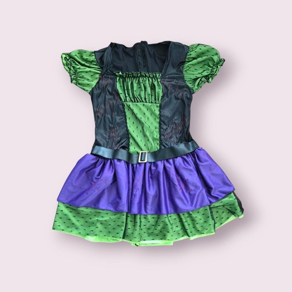 monster high mall goth dress, green and purple milkmaid top with drop waist and
